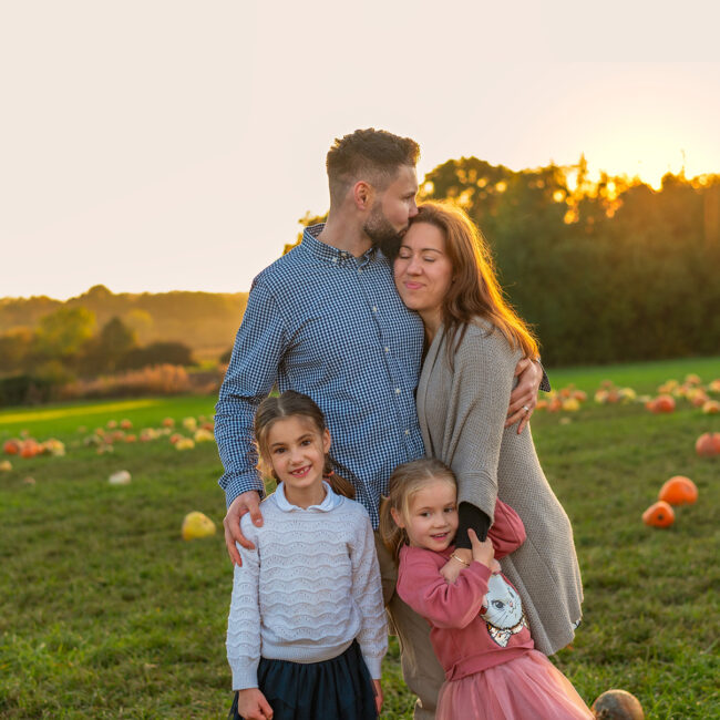 outdoor family portrait fall field