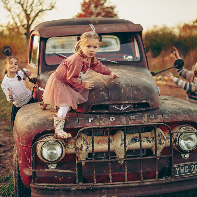 rustic vintage truck fall photoshoot